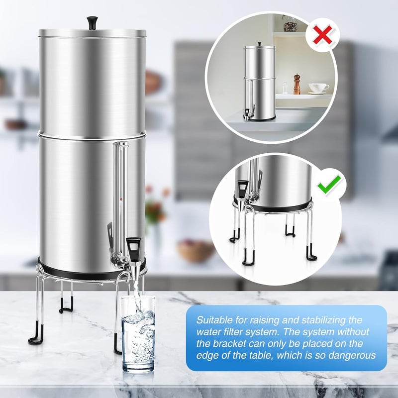 LUFFYLIVE Gravity-Fed Water Filter System Stand, Detachable Stainless Steel Stand Compatible with Berkey Water Filter System Countertop, 9.25" Diameter by 5.9" Tall - Image 2